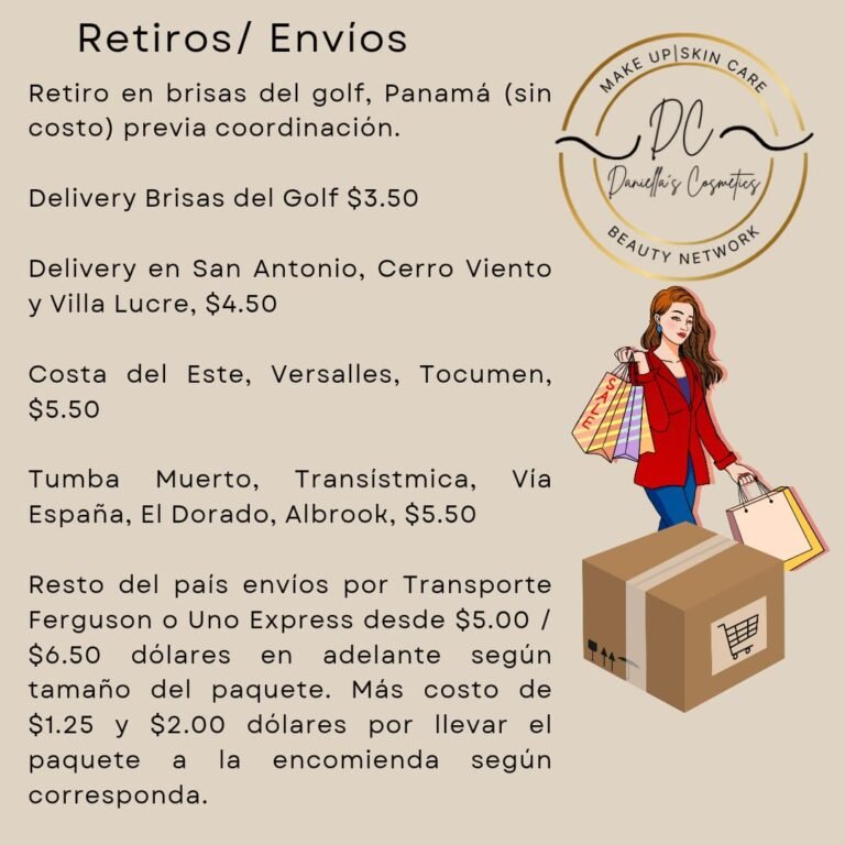 Opciones de Retiro y Envío en Daniellas Cosmetics